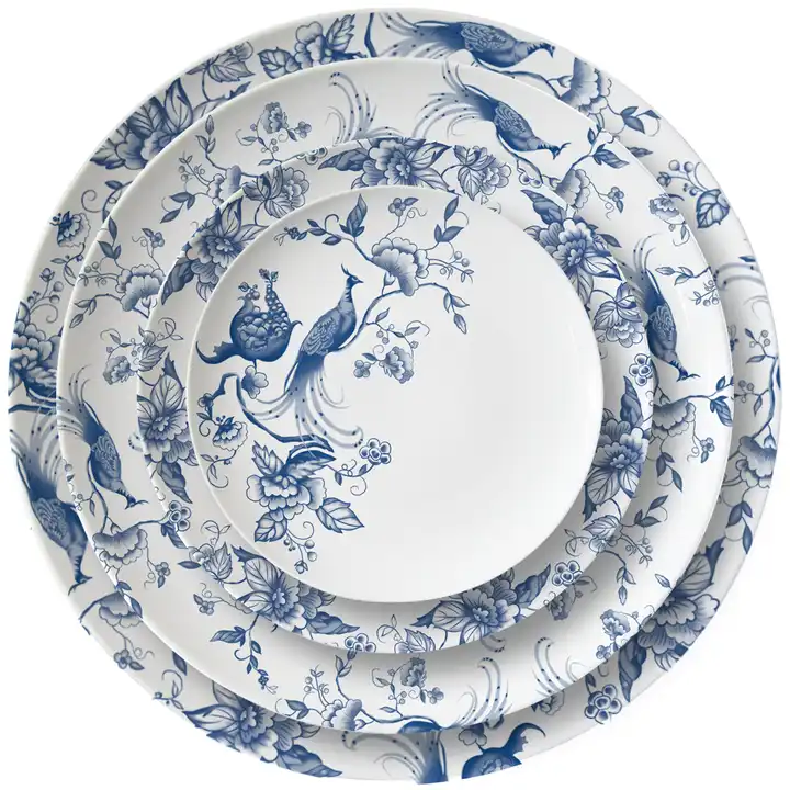 Wholesale high quality decoration fine bone china dinner dishes blue wedding ceramic charger plates