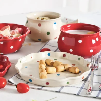 Polka Dot Ruffle Edge Dish Set