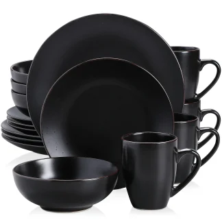 Matte Black Round Dish Set