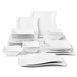 Wavy Square White Dish Set