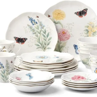 Printed Butterfly Floral Dish Set