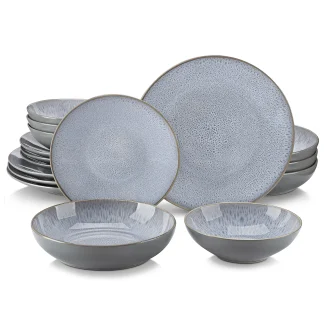 Shiny Patterned Round Dish Set